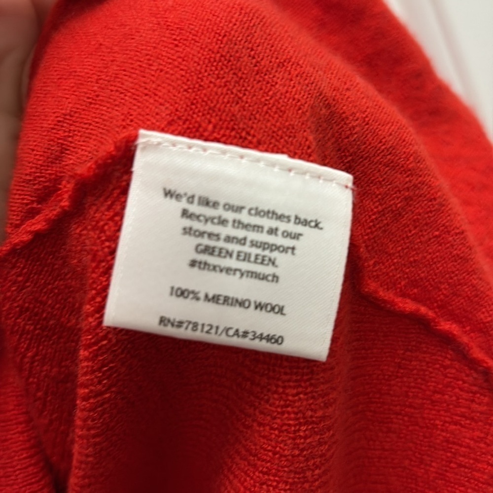 Eileen Fisher 100% Merino Wool Red Cowl Neck Sweater Top Size Large - Picture 6 of 10